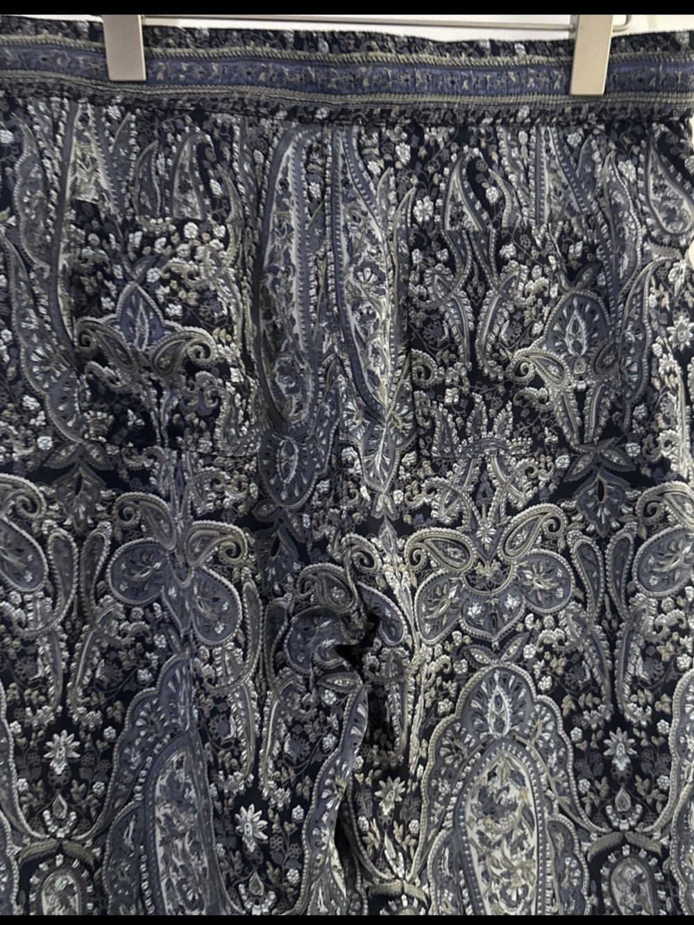 Calypso St. Barth Silk Pants Cropped Pull On Jogger Stretch Gray Paisley Size M - Picture 11 of 11